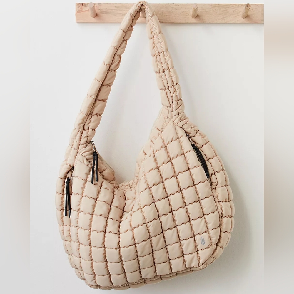 FP Movement Quilted Carryall Tote Off White Cream Shoulder Hobo Bag Free People - Picture 7 of 16